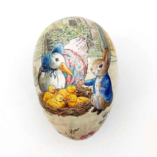 3-1/2" Peter Rabbit with Jemima Puddle-Duck Papier Mache Easter Egg Container ~ Germany